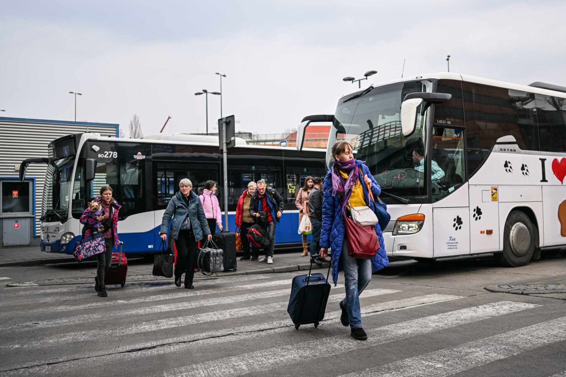 Réfugiés ukrainiens à Cracovie en mars 2022